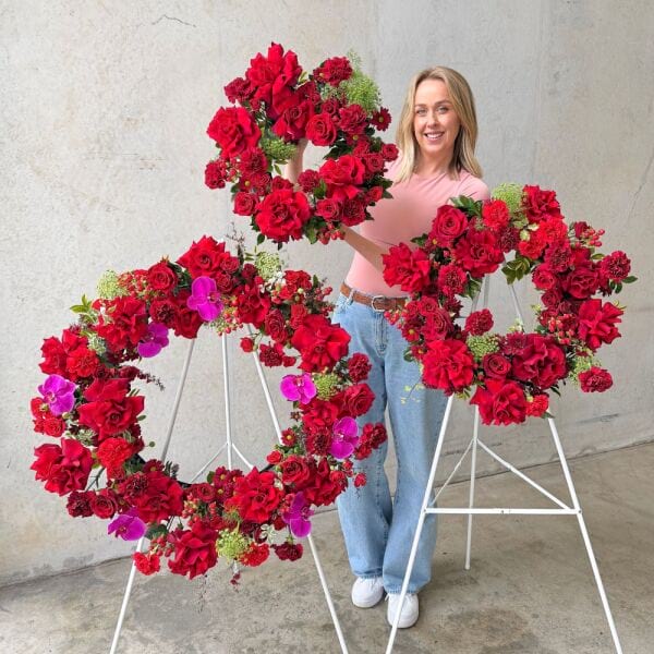 Red Sympathy Wreath Sydney - Set of Three