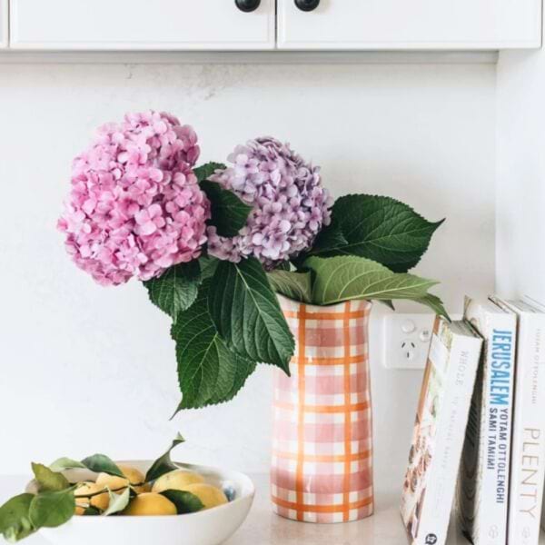 Large Vase - Pink & Orange Gingham