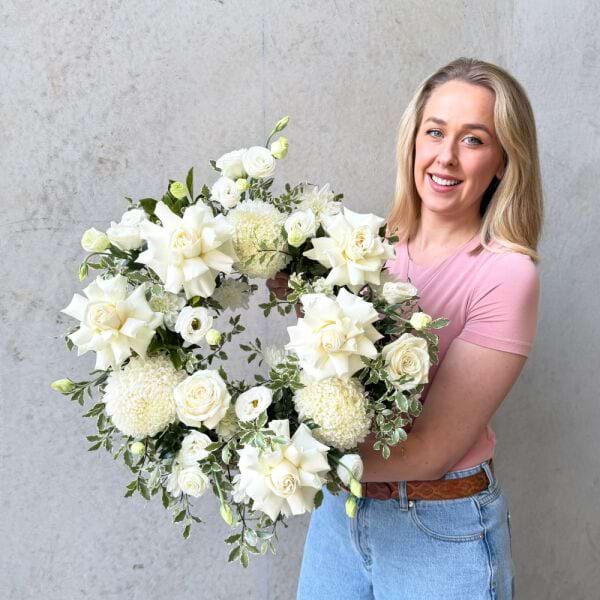 White Sympathy Wreath Sydney - Small Size