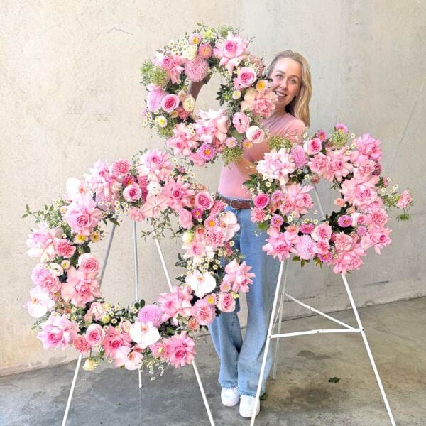 Pink Sympathy Wreath Sydney - Set of Three
