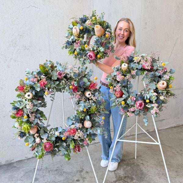 Wildflower Wreath Sympathy Sydney - Set of Three