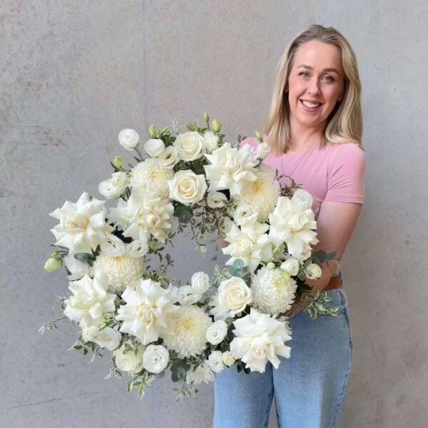 White Sympathy Wreath Sydney - Large Size