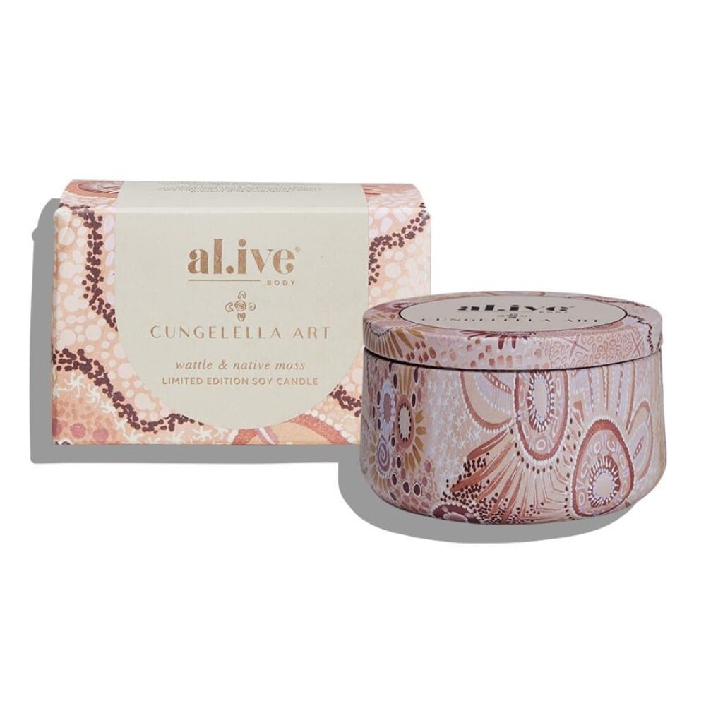 CUNGELELLA ART MINI SOY CANDLE - WATTLE & NATIVE MOSS